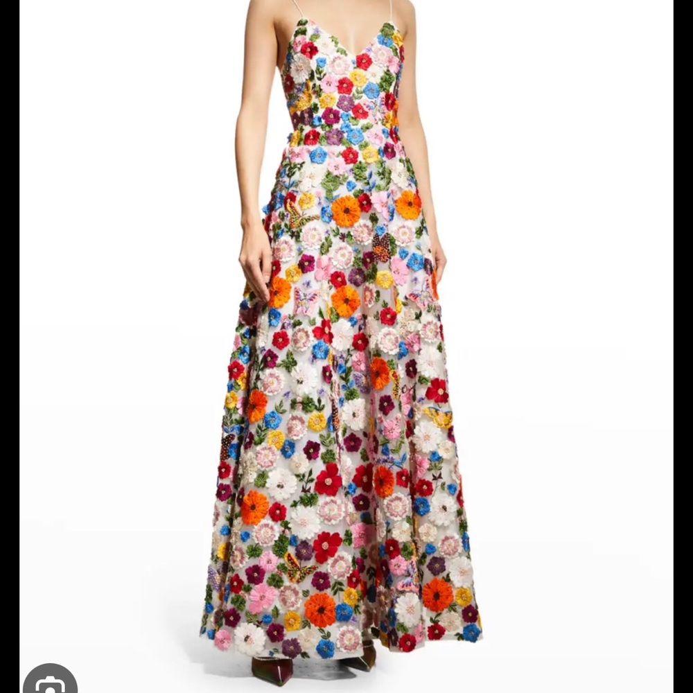 Alice + Olivia Domenica Embellished Floral Ball Gown Dress in Rainbow